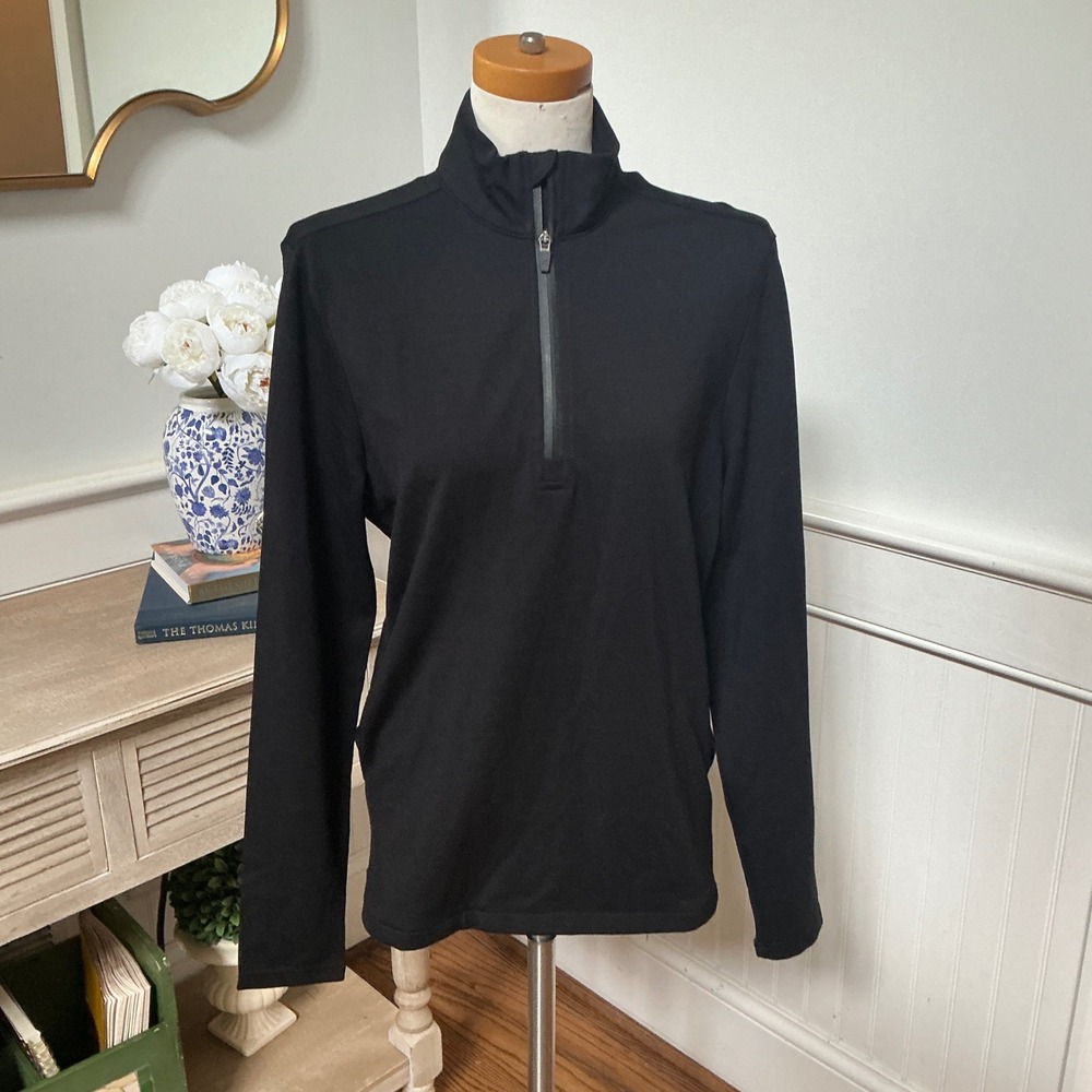 Cuts Clothing Mens Black Quarter Zip Pullover Long Sleeve Stretch Top Size S
